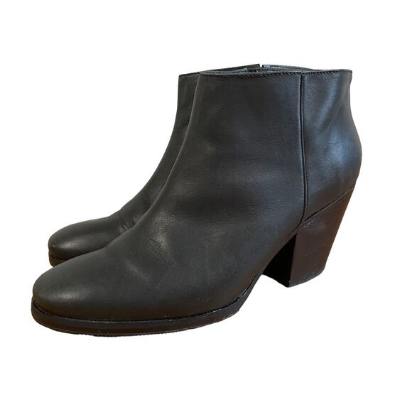 Rachel Comey Size 7 Booties Mars Ankle Boots Leather Black Slip-on Stacked Heel - Picture 3 of 13